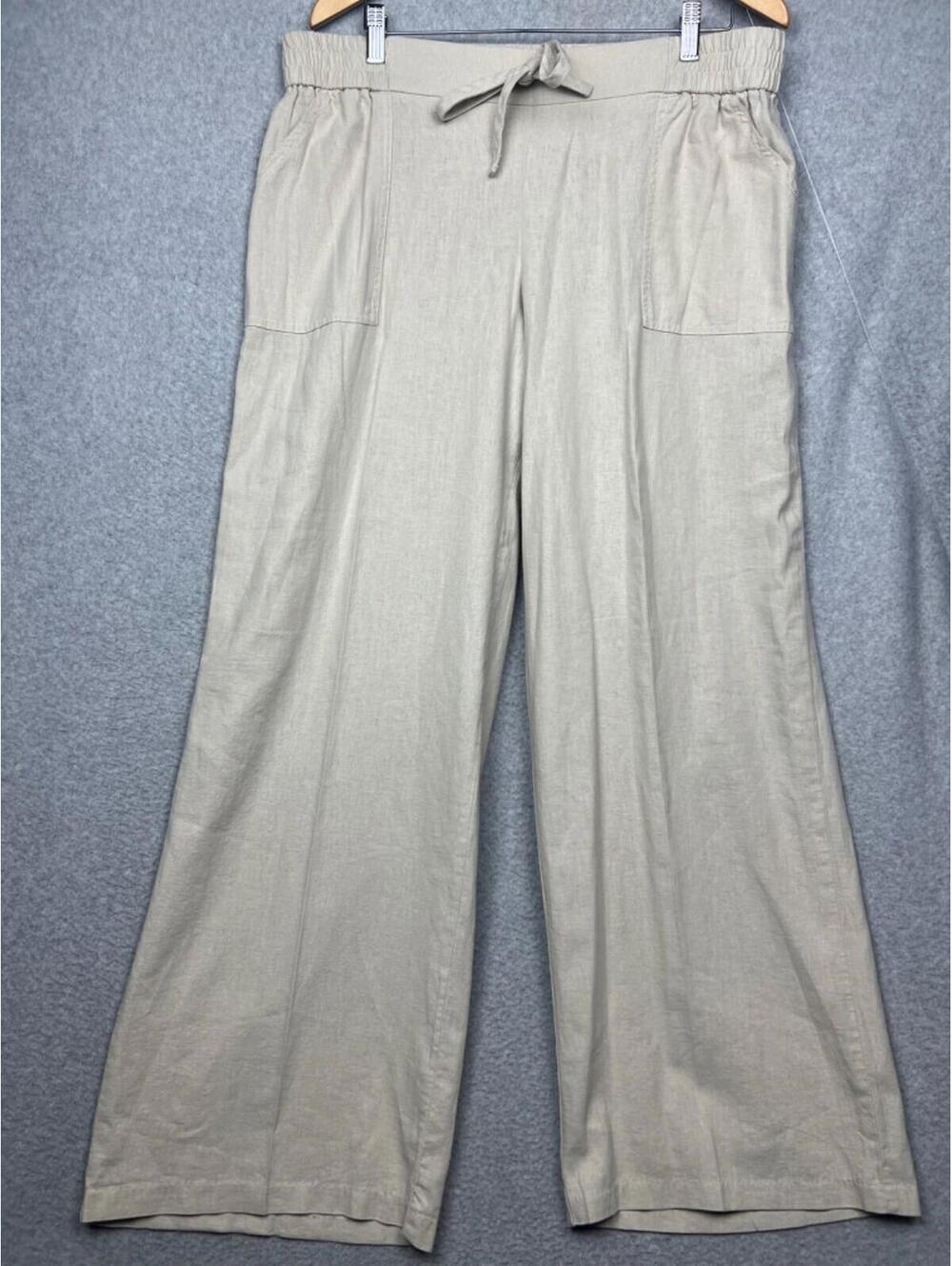 Jolt Womens Pull On Linen Blend Pants Size XL Mid Rise Lagenlook Boho Chic Beach